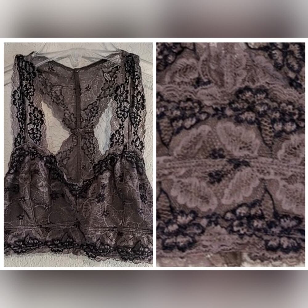 Buckle Daytrip NEW Brown Black Lace Racerback T-Strap Bralette M/L Whimsigoth